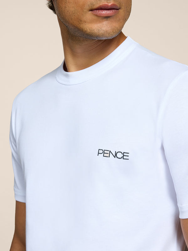 T-SHIRT GIROCOLLO DA UOMO IN COTONE , MANICA CORTA SLIM FIT CON RICAMO AL PETTO, COLORE BIANCO - BIANCO - Abbigliamento Uomo | Pence 1979
