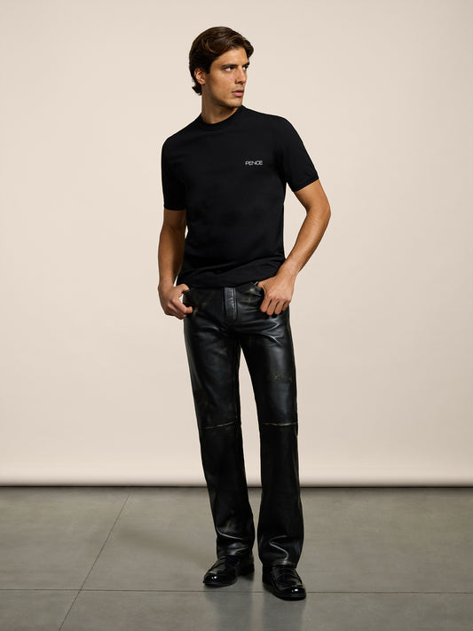 T-SHIRT GIROCOLLO DA UOMO IN COTONE ,MANICA CORTA SLIM FIT CON RICAMO AL PETTO, COLORE NERO - NERO - Abbigliamento Uomo | Pence 1979