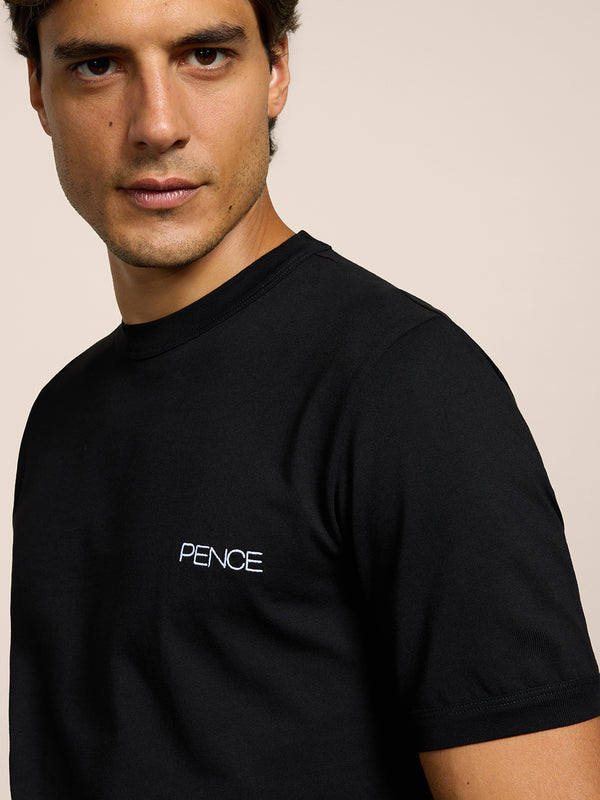 T-SHIRT GIROCOLLO DA UOMO IN COTONE ,MANICA CORTA SLIM FIT CON RICAMO AL PETTO, COLORE NERO - NERO - Abbigliamento Uomo | Pence 1979