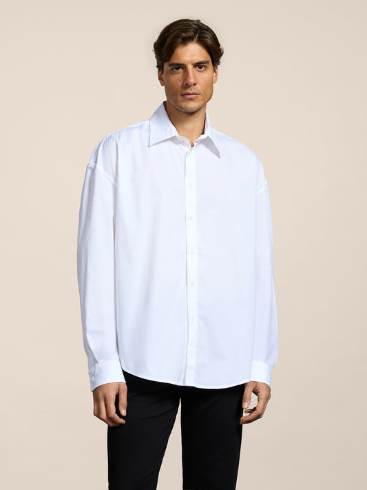 CAMICIA DA UOMO IN POPELINE DI COTONE OVER FIT COLORE BIANCO - BIANCO - Abbigliamento Uomo | Pence 1979