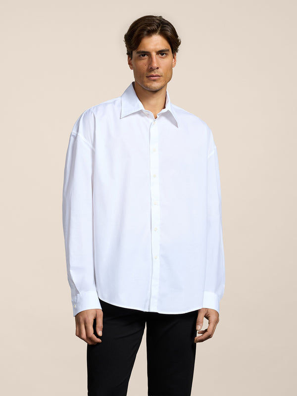 CAMICIA DA UOMO IN POPELINE DI COTONE OVER FIT COLORE BIANCO - BIANCO - Abbigliamento Uomo | Pence 1979