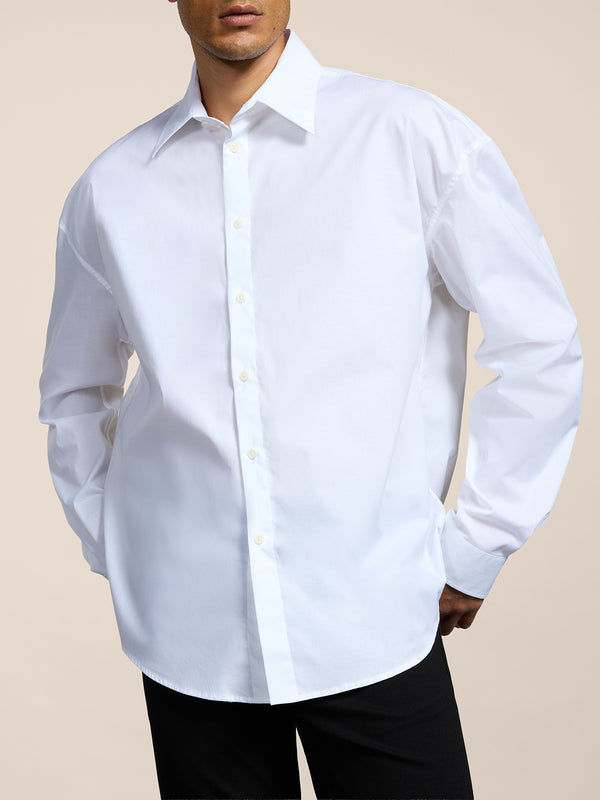 CAMICIA DA UOMO IN POPELINE DI COTONE OVER FIT COLORE BIANCO - BIANCO - Abbigliamento Uomo | Pence 1979