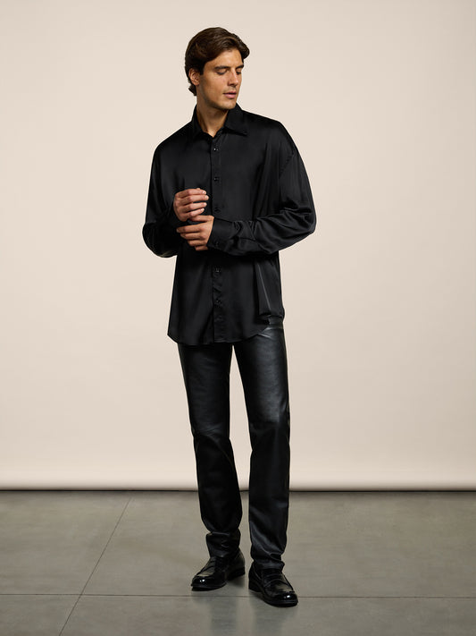 CAMICIA DA UOMO REGULAR FIT IN VISCOSA COLORE NERO - NERO - Abbigliamento Uomo | Pence 1979