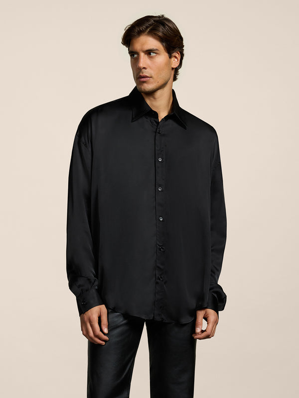 CAMICIA DA UOMO REGULAR FIT IN VISCOSA COLORE NERO - NERO - Abbigliamento Uomo | Pence 1979