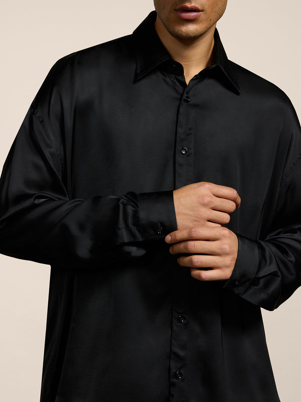 CAMICIA DA UOMO REGULAR FIT IN VISCOSA COLORE NERO - NERO - Abbigliamento Uomo | Pence 1979