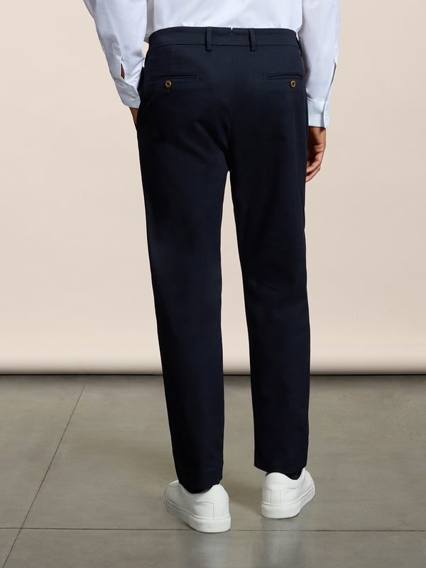 PANTALONE CHINOS DA UOMO CON 1 PINCES, REGULAR FIT, IN RASATELLO DI COTONE BLU - BLUE - Abbigliamento Uomo | Pence 1979