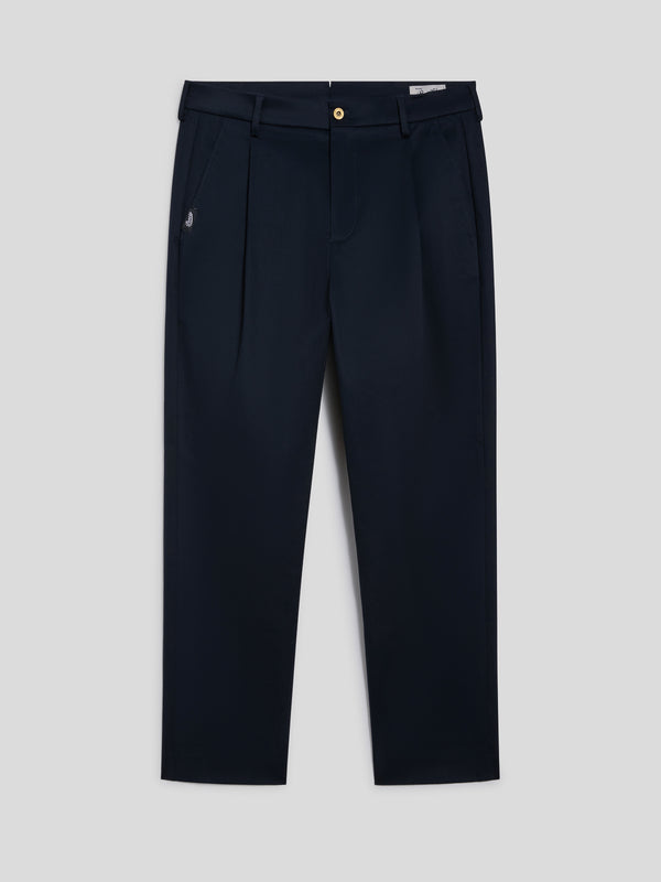 PANTALONE CHINOS DA UOMO CON 1 PINCES, REGULAR FIT, IN RASATELLO DI COTONE BLU - BLUE - Abbigliamento Uomo | Pence 1979