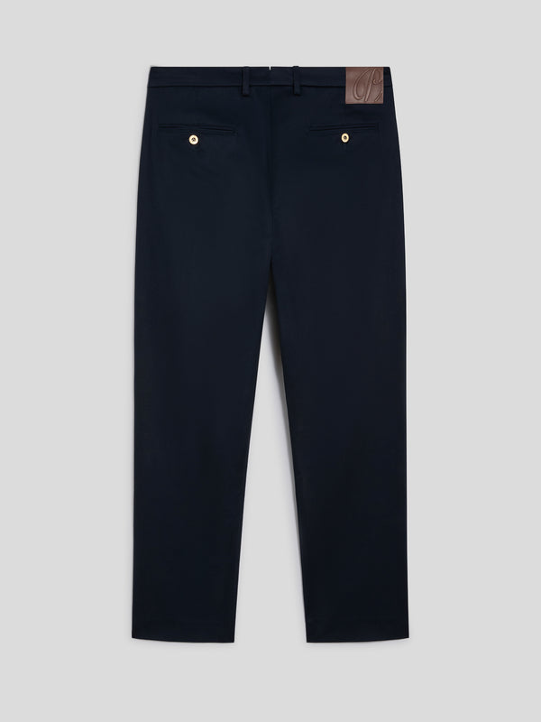 PANTALONE CHINOS DA UOMO CON 1 PINCES, REGULAR FIT, IN RASATELLO DI COTONE BLU - BLUE - Abbigliamento Uomo | Pence 1979