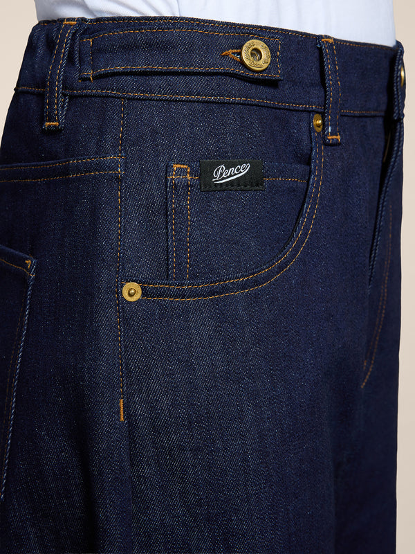 PANTALONE 5 TASCHE UNISEX IN DENIM COMFORT BLU SCURO RELAXED FIT - DARK DENIM BLUE  - Abbigliamento Donna | Pence 1979