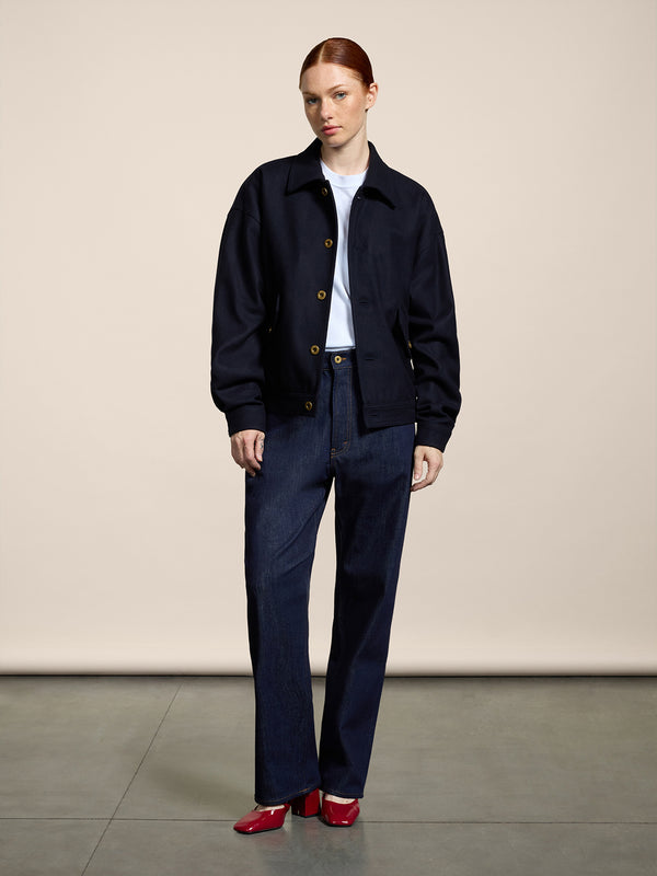 PANTALONE 5 TASCHE UNISEX IN DENIM COMFORT BLU SCURO RELAXED FIT - DARK DENIM BLUE  - Abbigliamento Donna | Pence 1979