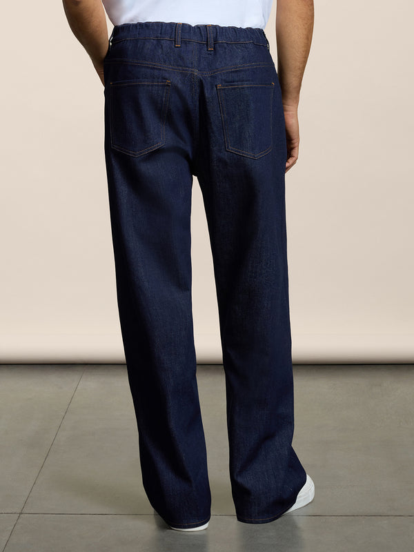 PANTALONE 5 TASCHE UNISEX IN DENIM COMFORT BLU SCURO RELAXED FIT - DARK DENIM BLUE  - Abbigliamento Donna | Pence 1979