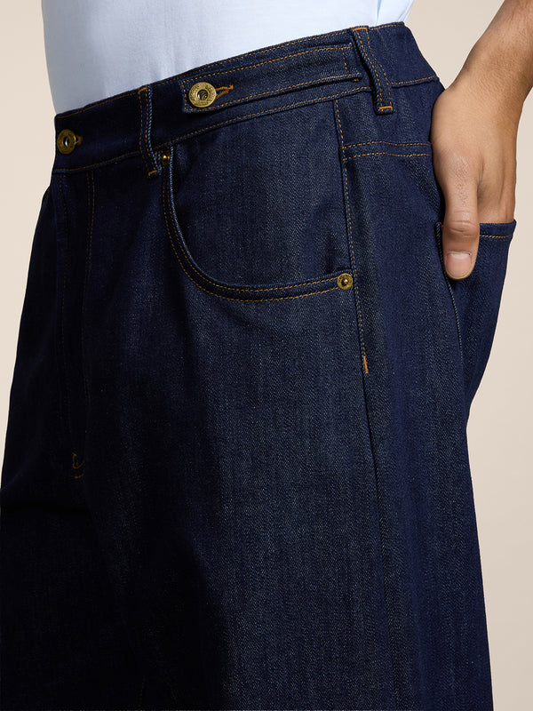 PANTALONE 5 TASCHE UNISEX IN DENIM COMFORT BLU SCURO RELAXED FIT - DARK DENIM BLUE  - Abbigliamento Donna | Pence 1979