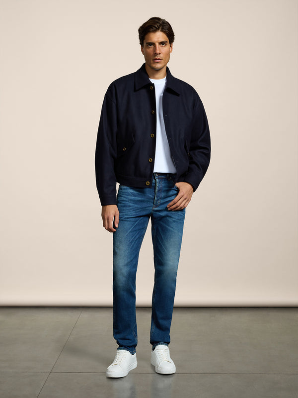 GIUBBINO UNISEX IN PANNO OVER FIT, FONDO ELASTICATO, COLORE BLU - BLUE - Abbigliamento Donna | Pence 1979