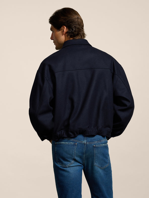 GIUBBINO UNISEX IN PANNO OVER FIT, FONDO ELASTICATO, COLORE BLU - BLUE - Abbigliamento Donna | Pence 1979