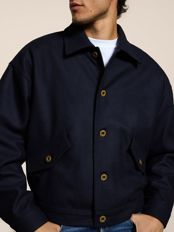 GIUBBINO UNISEX IN PANNO OVER FIT, FONDO ELASTICATO, COLORE BLU - BLUE - Abbigliamento Donna | Pence 1979