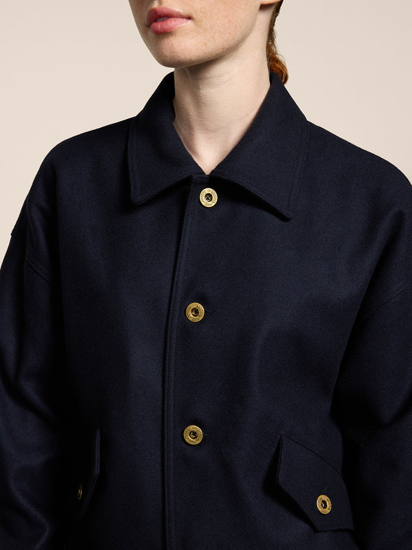 GIUBBINO UNISEX IN PANNO OVER FIT, FONDO ELASTICATO, COLORE BLU - BLUE - Abbigliamento Donna | Pence 1979
