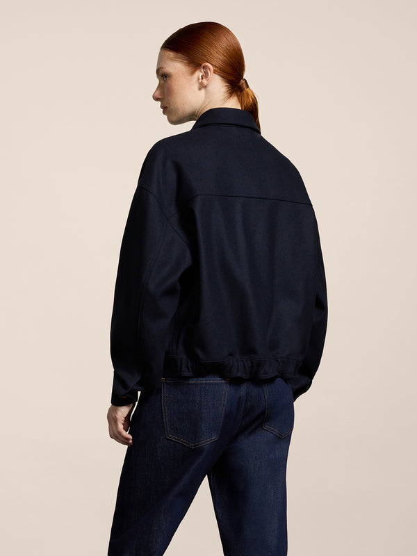 GIUBBINO UNISEX IN PANNO OVER FIT, FONDO ELASTICATO, COLORE BLU - BLUE - Abbigliamento Donna | Pence 1979
