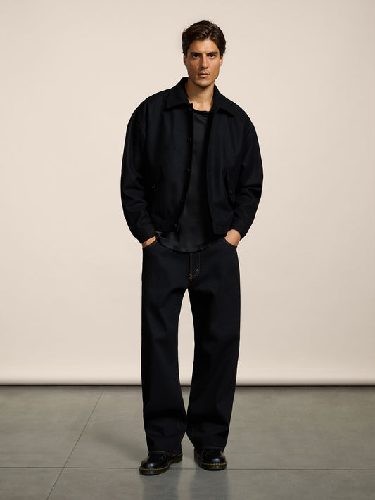 GIUBBINO UNISEX IN PANNO OVER FIT, FONDO ELASTICATO, COLORE NERO - NERO - Abbigliamento Donna | Pence 1979