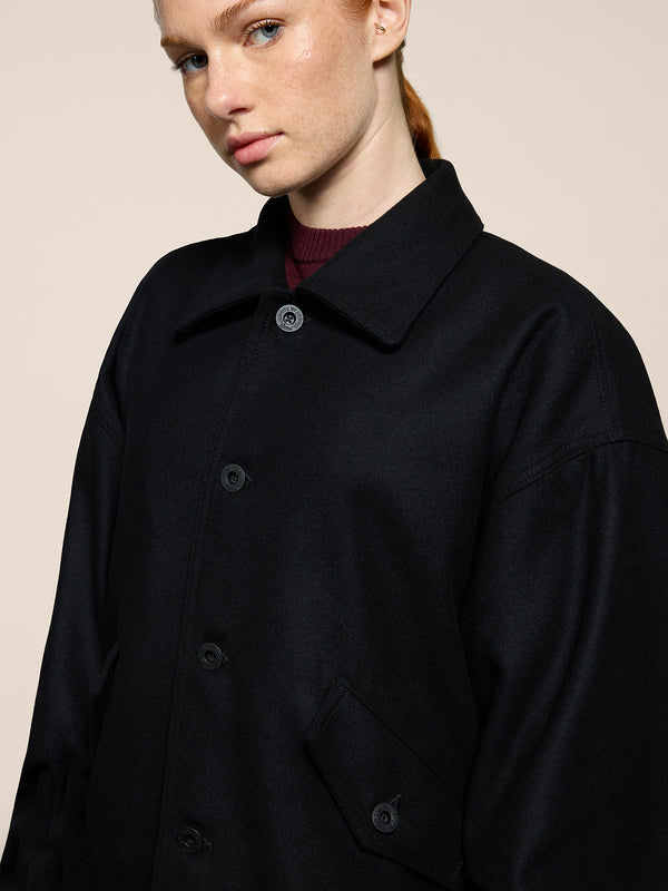 GIUBBINO UNISEX IN PANNO OVER FIT, FONDO ELASTICATO, COLORE NERO - NERO - Abbigliamento Donna | Pence 1979