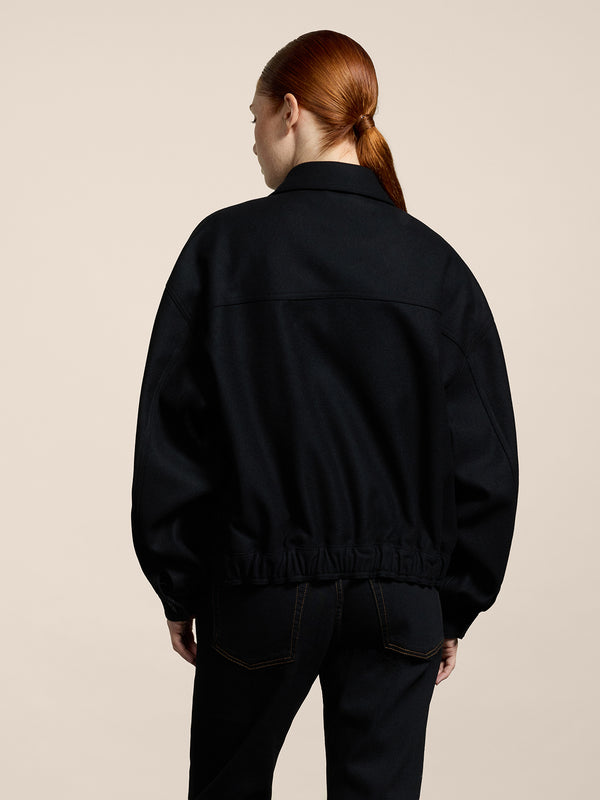 GIUBBINO UNISEX IN PANNO OVER FIT, FONDO ELASTICATO, COLORE NERO - NERO - Abbigliamento Donna | Pence 1979