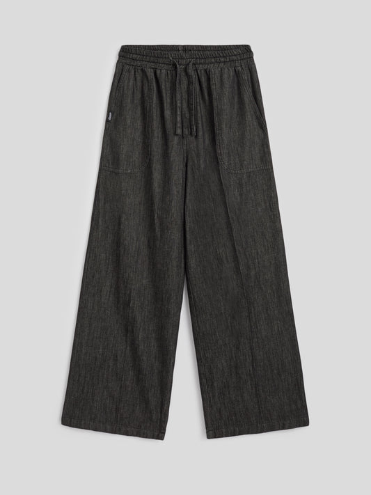 PANTALONI JOGGER UNISEX IN CHAMBRAY OVER FIT COLORE NERO - NERO - Abbigliamento Donna | Pence 1979
