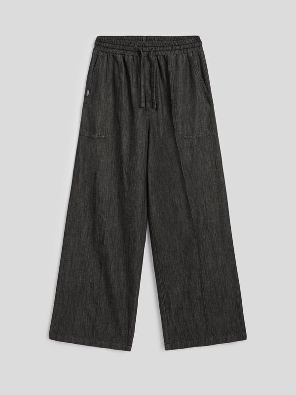 PANTALONI JOGGER UNISEX IN CHAMBRAY OVER FIT COLORE NERO - NERO - Abbigliamento Donna | Pence 1979