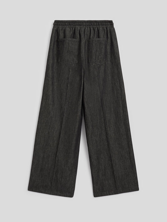 PANTALONI JOGGER UNISEX IN CHAMBRAY OVER FIT COLORE NERO - NERO - Abbigliamento Donna | Pence 1979