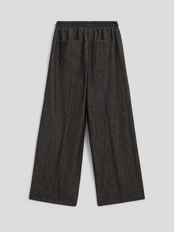 PANTALONI JOGGER UNISEX IN CHAMBRAY OVER FIT COLORE NERO - NERO - Abbigliamento Donna | Pence 1979