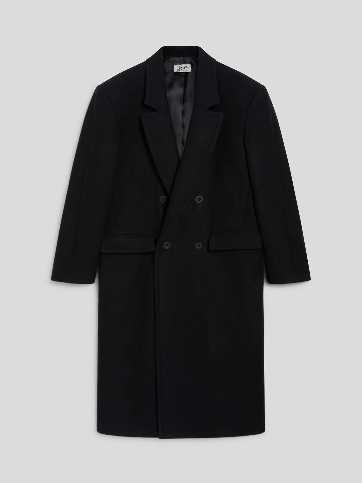 CAPPOTTO DOPPIOPETTO UNISEX OVER FIT IN PANNO COLORE NERO