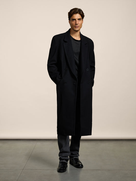 CAPPOTTO DOPPIOPETTO UNISEX OVER FIT IN PANNO COLORE NERO - NERO - Abbigliamento Donna | Pence 1979