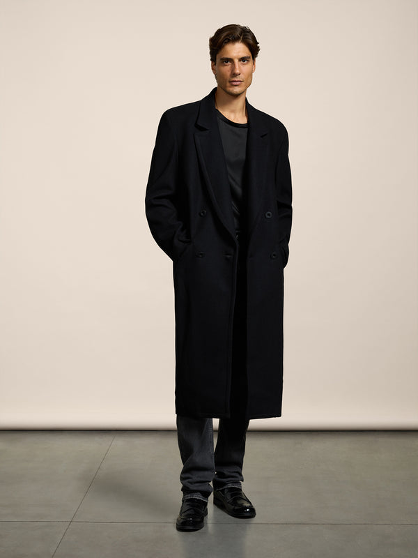 CAPPOTTO DOPPIOPETTO UNISEX OVER FIT IN PANNO COLORE NERO - NERO - Abbigliamento Donna | Pence 1979