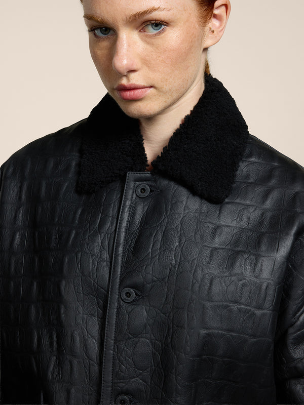 GIUBBOTTO UNISEX IN MONTONE OVER FIT, STAMPATO COCCO, COLORE NERO - NERO - Abbigliamento Donna | Pence 1979