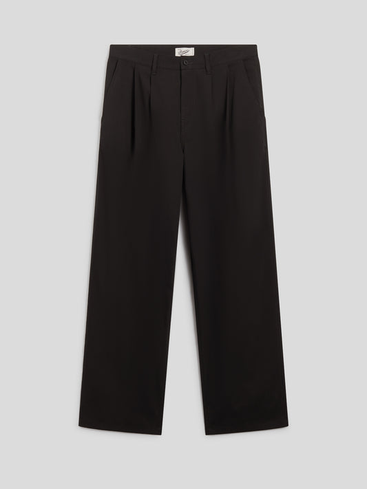 PANTALONE UNISEX RELAXED FIT IN RASATELLO DI COTONE CON DOPPIA PINCES COLOR NERO - NERO - Abbigliamento Donna | Pence 1979