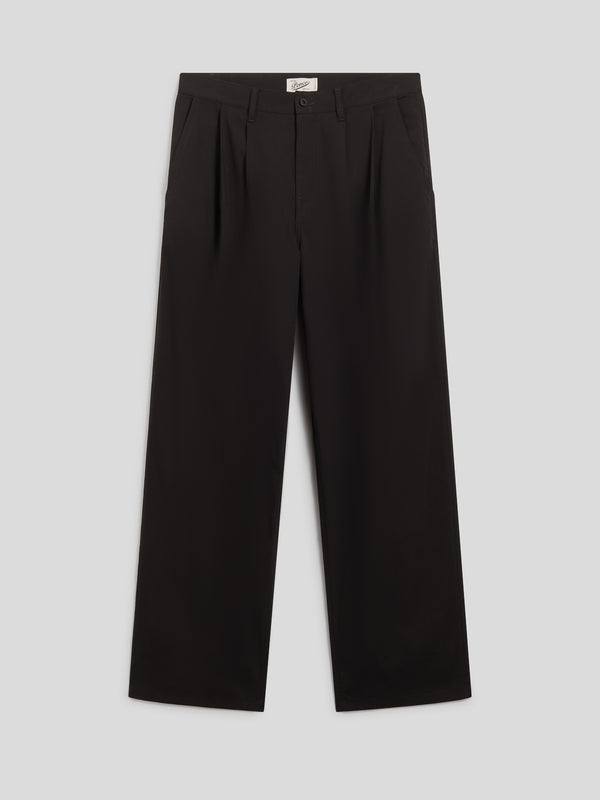 PANTALONE UNISEX RELAXED FIT IN RASATELLO DI COTONE CON DOPPIA PINCES COLOR NERO - NERO - Abbigliamento Donna | Pence 1979