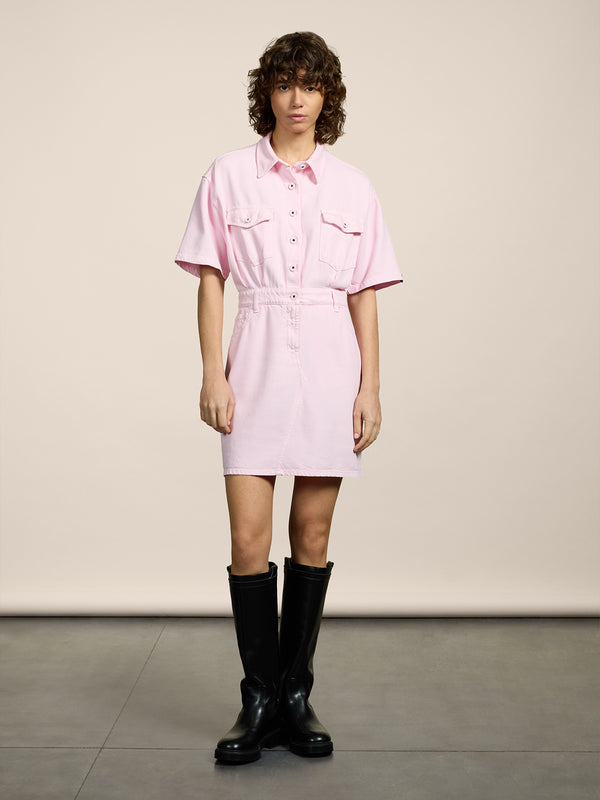 light pink dress with black boots Dusty Rose Dress