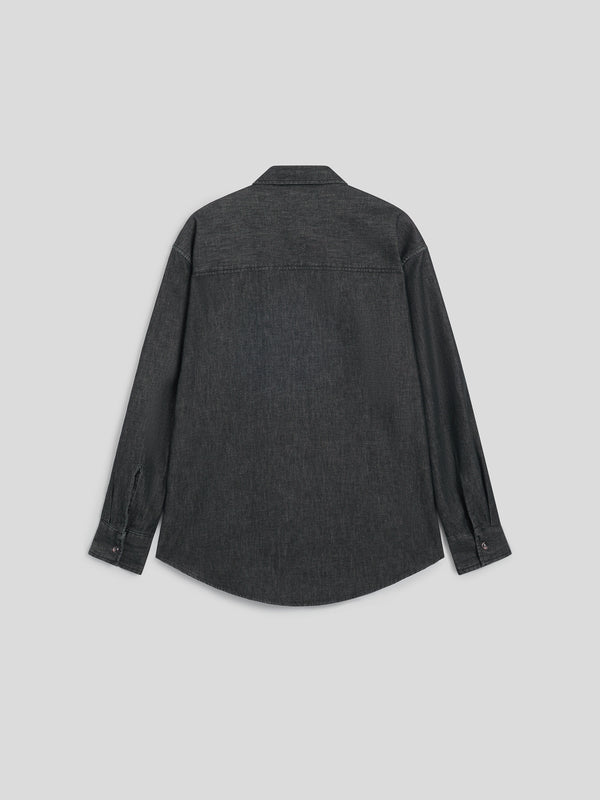 CAMICIA DA DONNA CON VESTIBILITA' OVER TASCHE CON PATTINA APPLICATE, MANICHE LUNGHE COLORE NERO - NERO - Abbigliamento Donna | Pence 1979