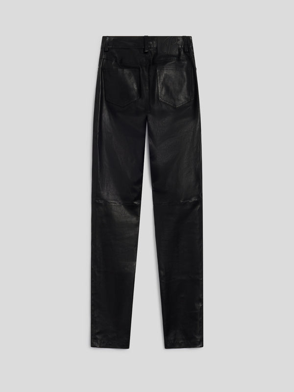 PANTALONE 5 TASCHE DA DONNA SLIM FIT IN PELLE  D'AGNELLO STRETCH COLORE NERO - NERO - Abbigliamento Donna | Pence 1979