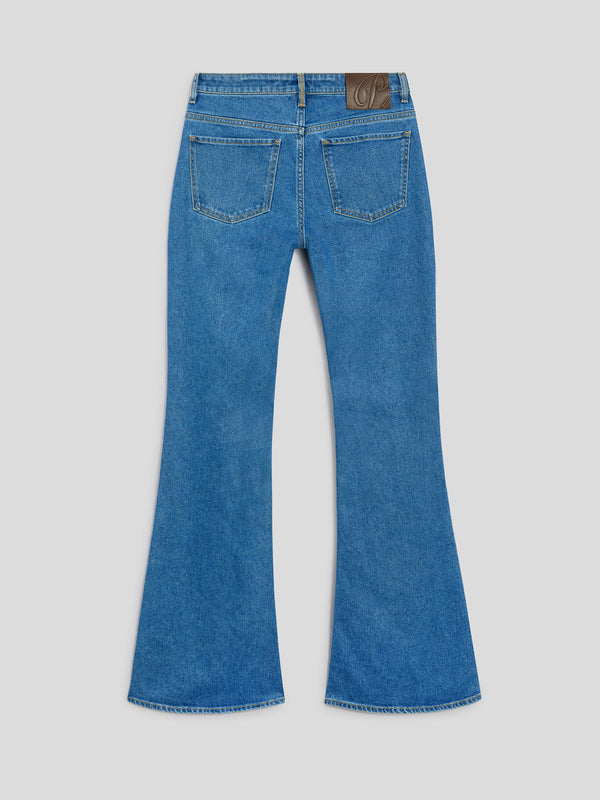 PANTALONE 5 TASCHE A ZAMPA DA DONNA IN DENIM COMFORT BLU CHIARO - LIGHT DENIM BLUE - Abbigliamento Donna | Pence 1979