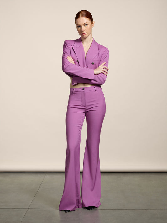 PANTALONE A ZAMPA DA DONNA IN FRESCO LANA IN FRESCO LANA COLORE ROSA - ROSA - Abbigliamento Donna | Pence 1979