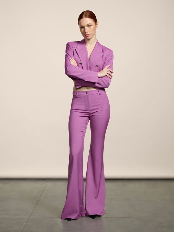 PANTALONE A ZAMPA DA DONNA IN FRESCO LANA IN FRESCO LANA COLORE ROSA - ROSA - Abbigliamento Donna | Pence 1979