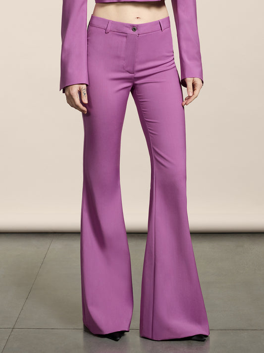 PANTALONE A ZAMPA DA DONNA IN FRESCO LANA IN FRESCO LANA COLORE ROSA - ROSA - Abbigliamento Donna | Pence 1979