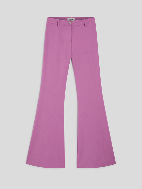 PANTALONE A ZAMPA DA DONNA IN FRESCO LANA IN FRESCO LANA COLORE ROSA - ROSA - Abbigliamento Donna | Pence 1979