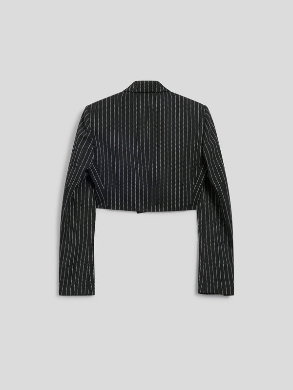 SPENCER DA DONNA DOPPIOPETTO REVERS LANCIA,GESSATO FONDO NERO RIGA BIANCA - NERO/BIANCO PINSTRIPE - Abbigliamento Donna | Pence 1979