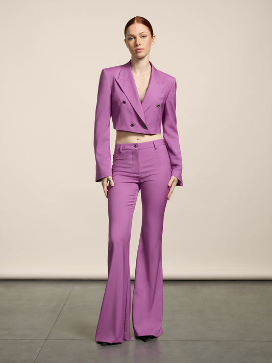 SPENCER DOPPIO PETTO REVERS LANCIA IN FRESCO LANA COLORE ROSA - ROSA - Abbigliamento Donna | Pence 1979