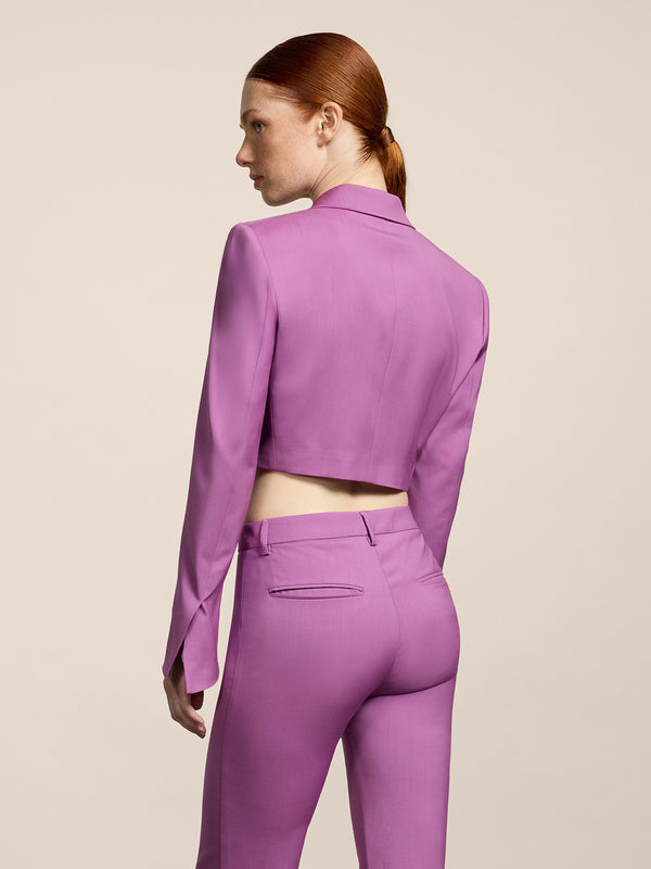 SPENCER DOPPIO PETTO REVERS LANCIA IN FRESCO LANA COLORE ROSA - ROSA - Abbigliamento Donna | Pence 1979