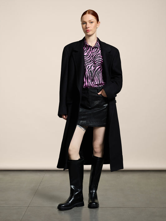 MINI GONNA PANTALONCINO CON TASCHE IN DENIM CON SPALMATURA METALLICA COLORE NERO - NERO - Abbigliamento Donna | Pence 1979