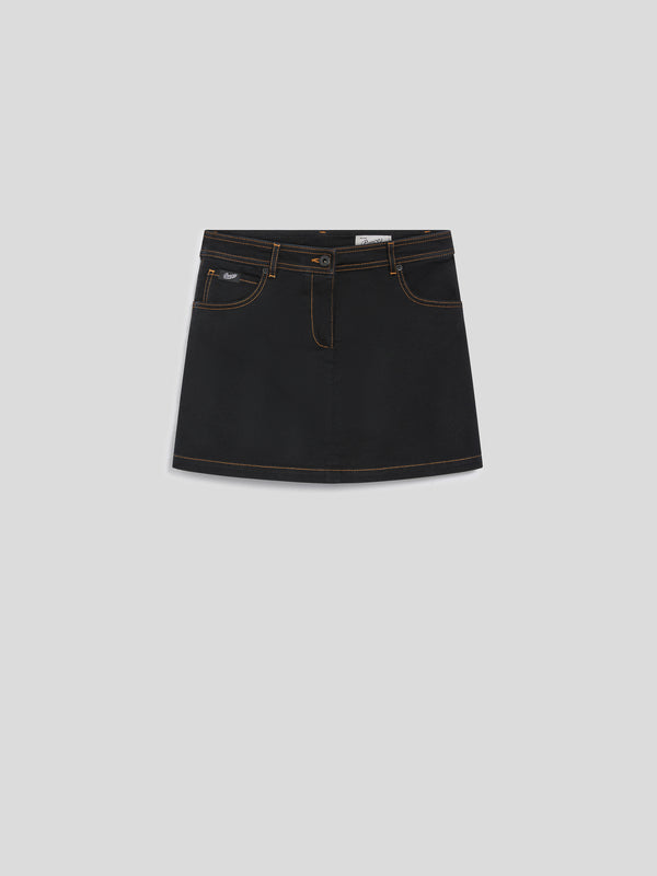MINI GONNA PANTALONCINO CON TASCHE IN DENIM CON SPALMATURA METALLICA COLORE NERO - NERO - Abbigliamento Donna | Pence 1979