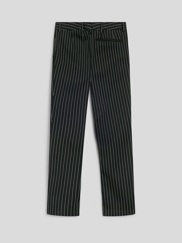 PANTALONE CHINO DA DONNA REGULAR FIT GESSATO COLORE FONDO NERO RIGA BIANCA - NERO/BIANCO PINSTRIPE - Abbigliamento Donna | Pence 1979