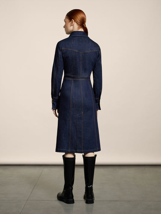 ABITO LUNGO IN DENIM COMFORT SLIM FIT COLORE BLU SCURO - DARK DENIM BLUE  - Abbigliamento Donna | Pence 1979