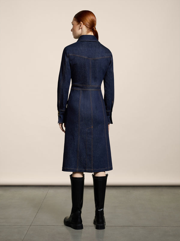ABITO LUNGO IN DENIM COMFORT SLIM FIT COLORE BLU SCURO - DARK DENIM BLUE  - Abbigliamento Donna | Pence 1979